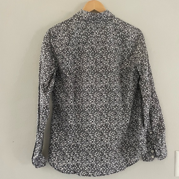 J. Crew Black and White Floral Long Sleeve Button Down Shirt - Picture 2 of 6